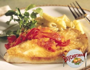 Палтус с шафраном и помидорами